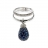 Ring in white gold, diamonds and blue sapphires