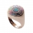Ring in pink gold with grey mother of pearl and diamonds